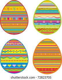 Easter eggs set. Pattern in a shape of an egg.