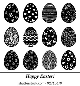 Easter eggs set. Pattern in a shape of an egg. Vector Illustration
