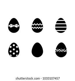 easter eggs set simple black icons on white background