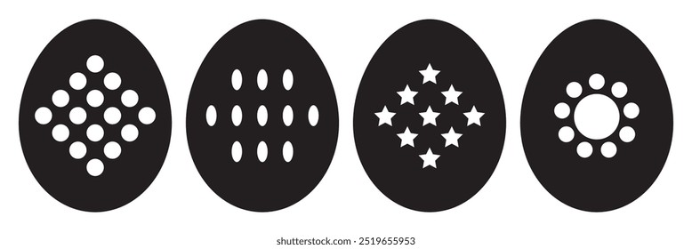 Easter eggs set simple black icons on white background. Easter traditional eggs. Easter eggs icons set.