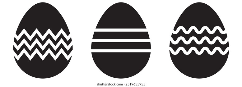 Easter eggs set simple black icons on white background. Easter traditional eggs. Easter eggs icons set.