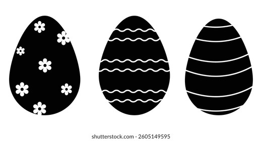 easter eggs set. simple easter eggs icons on white background. Easter day festival. vector illustration pack for card, invitation, print, sticker, banner, poster. 