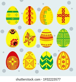 easter eggs set of simple vector illustrations