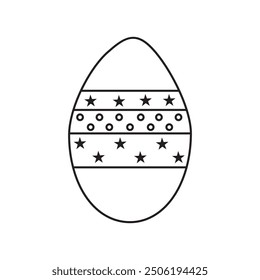 Easter eggs set. Spring linear egg icons with different pattern decoration.