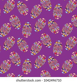 Easter eggs set square colorful geometric vector pattern on purple background
