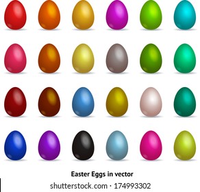 Easter eggs set in vector 3D isolated on white background