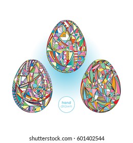 Easter eggs set vector background. Hand drawn abstract holidays illustration in modern style.