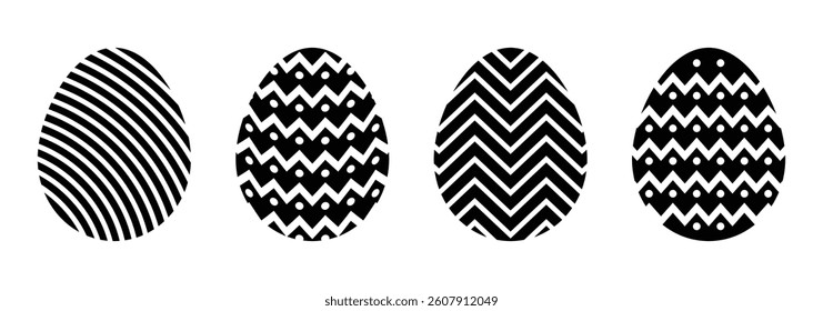 Easter eggs set. Vector set of easter eggs with different style. Perfect for easter pattern, stickers, coloring page, logo, banner and holiday drawing. EPS 10
