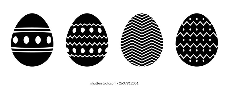 Easter eggs set. Vector set of easter eggs with different style. Perfect for easter pattern, stickers, coloring page, logo, banner and holiday drawing. EPS 10