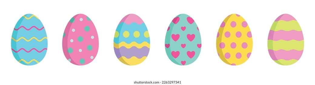 Easter Eggs. Set of vector illustrations in watercolor style. Colored Easter eggs.