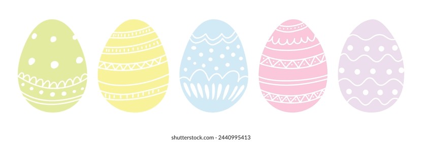 Easter Eggs. Set of vector illustrations in flat style. Colored Easter eggs.