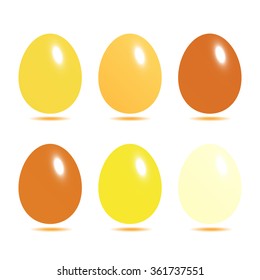 Easter eggs set in yellow gold autumn color isolated on white background vector illustration