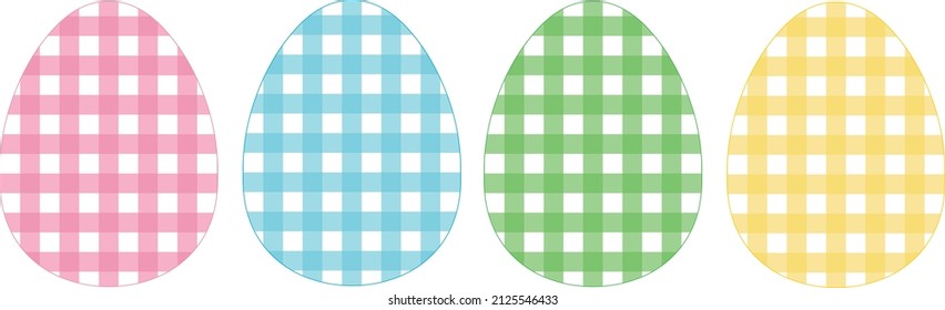 Easter Eggs silhouette buffalo plaid vector illustration