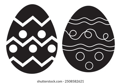 Easter eggs silhouette vector with decoration patterns on white background. Set Easter eggs for easter day. 