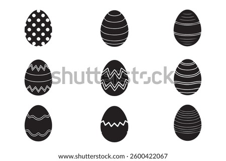 Easter eggs silhouette vector .set of easter egg 