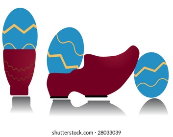 Easter eggs and slipper
