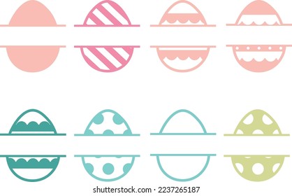 Easter Eggs Split Name Frame, Spring, Easter, Tulips Flower, Happy Easter Vector Illustration Files