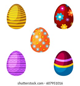 Easter eggs spring colorful isolated celebration decoration holiday icons. Vector illustration easter eggs for Easter holidays design. Happy colorful season pattern traditional paint gift.