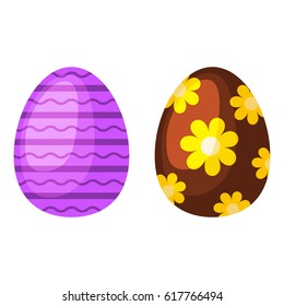 Easter eggs spring colorful isolated celebration decoration holiday icons.