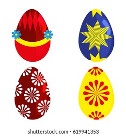 Easter eggs spring colorful isolated celebration decoration holiday icons. Happy colorful season pattern traditional paint gift. Vector illustration easter eggs for Easter holidays design.
