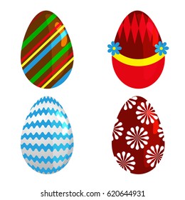 Easter eggs spring colorful isolated celebration decoration holiday icons. Happy colorful season pattern traditional paint gift. Vector illustration easter eggs for Easter holidays design.