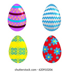 Easter eggs spring colorful isolated celebration decoration holiday icons. Happy colorful season pattern traditional paint gift. Vector illustration easter eggs for Easter holidays design.