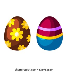 Easter eggs spring colorful isolated celebration decoration holiday icons. Vector illustration easter eggs for Easter holidays design. Happy colorful season pattern traditional paint gift.