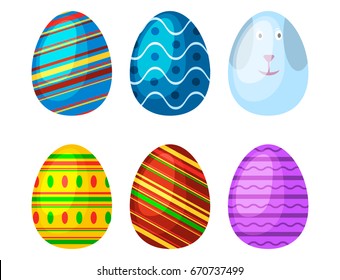 Easter eggs spring colorful isolated celebration decoration holiday icons. 