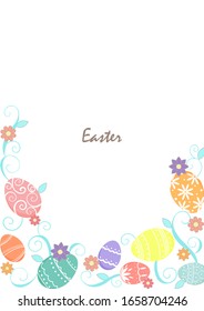 Huevos de Pascua con flores de primavera marco vectorial para decoración en el festival de Pascua.