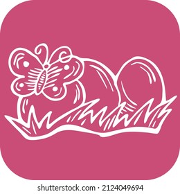 Ostereier mit Frühlingsblumen. Line Art doodle Vektorgrafik. Set von Elementen für die Dekoration für glückliche Ostern.

