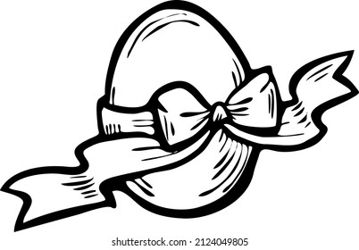 Easter eggs with spring flowers. Line art doodle vector illustration. Set of elements for decoration for happy Easter.
