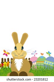 Easter, eggs, spring flowers, rabbit, butterfly