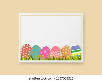 Easter eggs in square frame