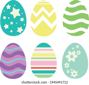 Easter Eggs Svg vector Illustration isolated on white background. Easter monogram eggs for Cricut and Silhouette. Flat Egg Icons svg