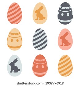 Easter eggs with Sweet and colorful decoration patterns on white background. Easter day vector illustration.