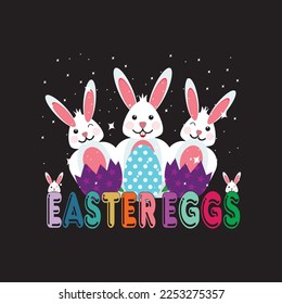 easter eggs T shirt design graphic template