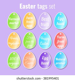 Easter eggs tags set. Stock vector.