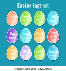 Easter eggs tags set. Stock vector.