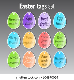 Easter eggs tags, stickers, labels set. Stock vector.