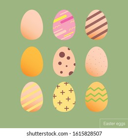Easter eggs template for banner, website header, postcard. Vector drawing.
