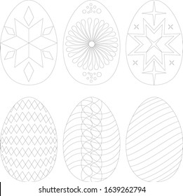 Easter eggs template. Vector eggs design set for Easter Holidays, wrapping paper, cards and banners.