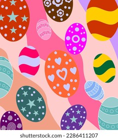 Easter eggs texture, vector illustration, egg, art, design, colorful, assorted.