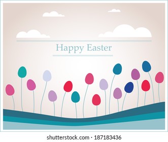 Easter eggs that looks like flowers in retro colors