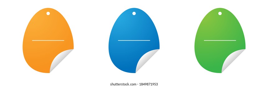 Easter eggs of three colors on a white background