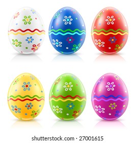 easter eggs with traditional ornament - vector illustration