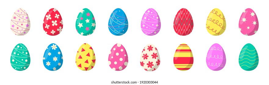 Easter eggs. Trendy design elements for Easter banners, textiles. Happy Easter. Vector illustration.