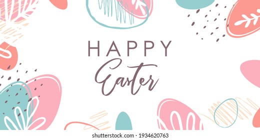 Easter. Easter eggs. Trendy vector art template suitable for social media posts, mobile apps, banners design. Spring holidays. Happy Easter