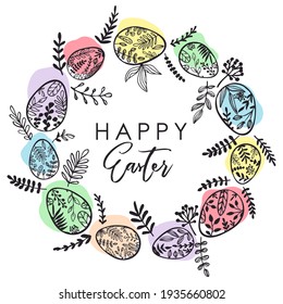 Easter. Easter eggs. Trendy vector art template suitable for social media posts, mobile apps, banners design. Spring holidays. Happy Easter