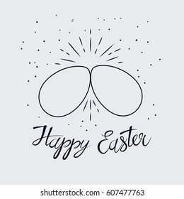 Easter eggs. Two eggs cracking each other. Happy Easter card with lettering. Vector illustration in eps8 format