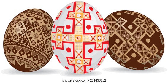 Easter eggs in the Ukrainian style Ethnic, vector illustration 